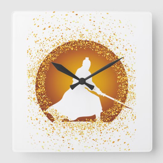 samurai vierkante klok (Voorkant)