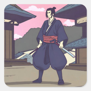 samurai vierkante sticker