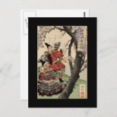 Samurai Viewing Cherry Blossom circa 1885 Briefkaart (Voorkant / Achterkant)