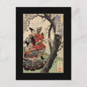 Samurai Viewing Cherry Blossom circa 1885 Briefkaart (Voorkant)