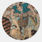 Samurai VS Cyclops Ronde Sticker (Voorkant)