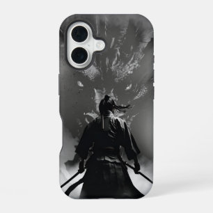 Samurai vs. Dragon - Epic Warrior Fantasy Design iPhone 16 Hoesje