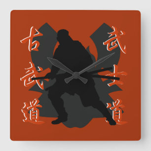 Samurai Wall Clock Vierkante Klok