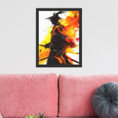 Samurai Warrior Abstracte Ink Explosion Art Canvas Afdruk (Insitu (Woonkamer))