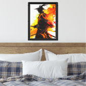 Samurai Warrior Abstracte Ink Explosion Art Canvas Afdruk (Insitu (Slaapkamer))
