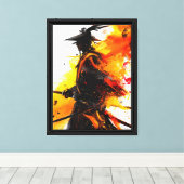 Samurai Warrior Abstracte Ink Explosion Art Canvas Afdruk (Insitu (Houten vloer))