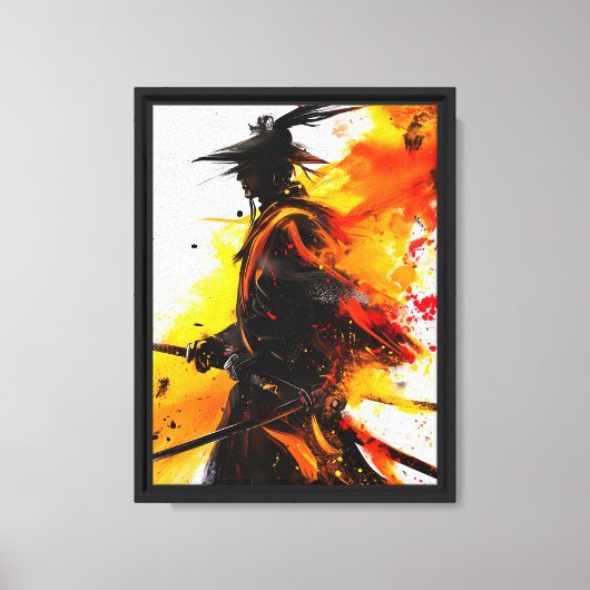 Samurai Warrior Abstracte Ink Explosion Art Canvas Afdruk (Voorkant)