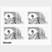 Samurai warrior and raising sun - M1 Rechthoekige Sticker (Vel)