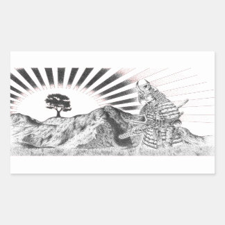 Samurai warrior and raising sun - M1 Rechthoekige Sticker