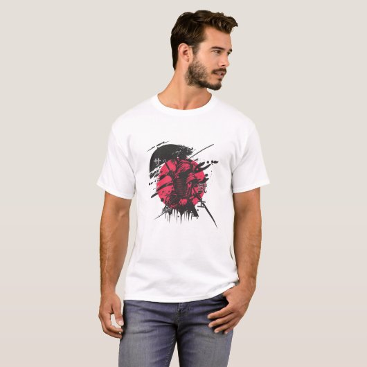 Samurai Warrior Art T-shirt – Japanse inkt stijl M (Voorkant volledig)