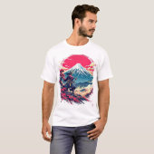 Samurai Warrior at Mount Fuji Japanese Art T-Shirt (Voorkant volledig)