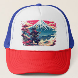 Samurai Warrior at Mount Fuji Japanese Art  Trucker Pet