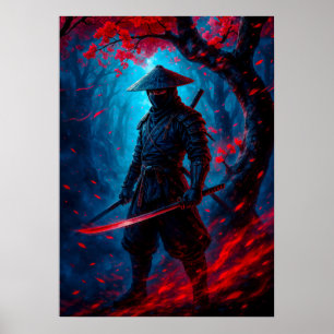Samurai Warrior beroemd gemaakt door Glowing Katan Poster