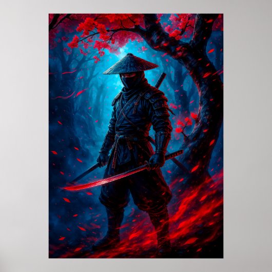 Samurai Warrior beroemd gemaakt door Glowing Katan Poster (Voorkant)