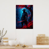 Samurai Warrior beroemd gemaakt door Glowing Katan Poster (Keuken)