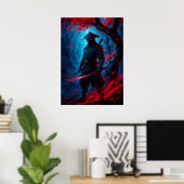 Samurai Warrior beroemd gemaakt door Glowing Katan Poster (Thuiskantoor)