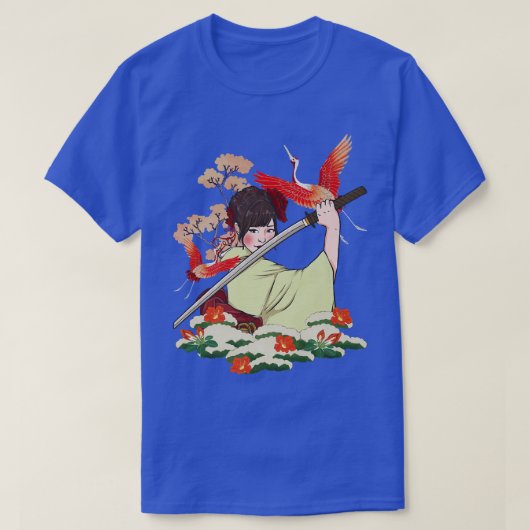 Samurai Warrior Bushido Code Japans meisje Sword T-shirt (Design voorkant)
