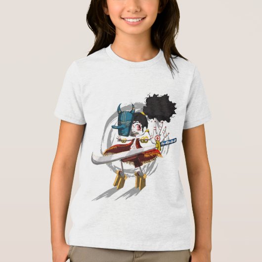 Samurai Warrior Chibi Demon Mask Tri-Blend Shirt (Voorkant)