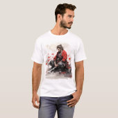 Samurai Warrior Crouching met Sword Drawn T-Shirt (Voorkant volledig)