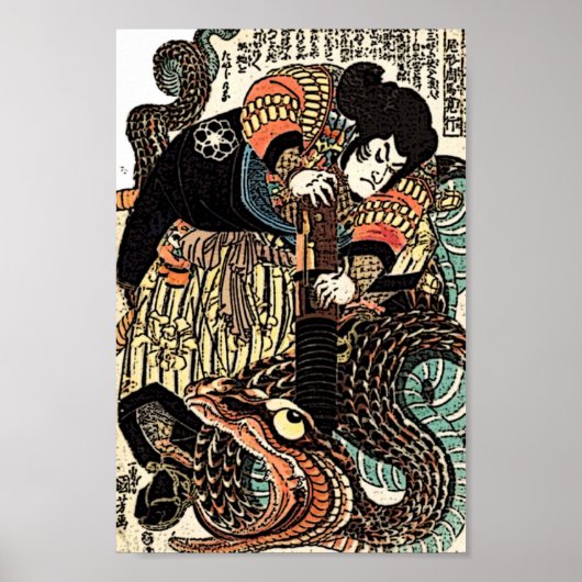 Samurai Warrior doodt Serpent Poster (Voorkant)