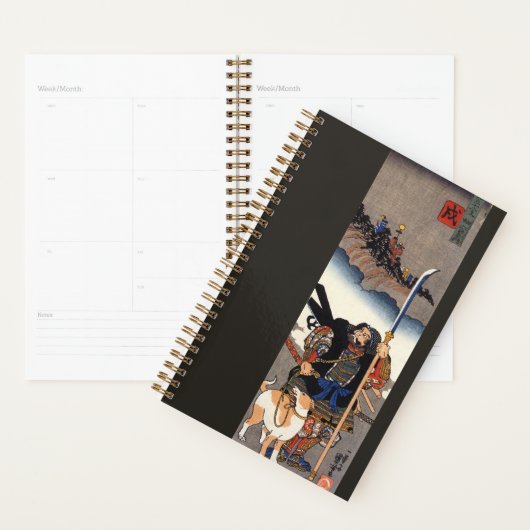 Samurai Warrior en Zijn hond-Japans Woodblock Planner (Display)