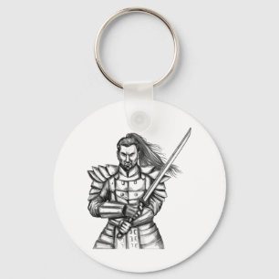 Samurai Warrior Fight Stance Tattoo Sleutelhanger