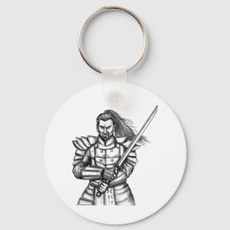 Samurai Warrior Fight Stance Tattoo Sleutelhanger