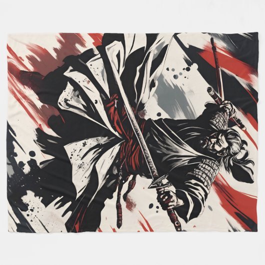 Samurai Warrior Fleece Deken (Voorkant (Horizontaal))