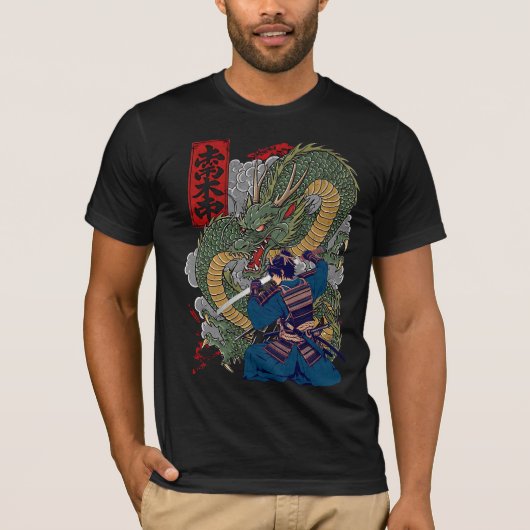 Samurai Warrior geconfronteerd met felle Japanse d T-shirt (Voorkant)