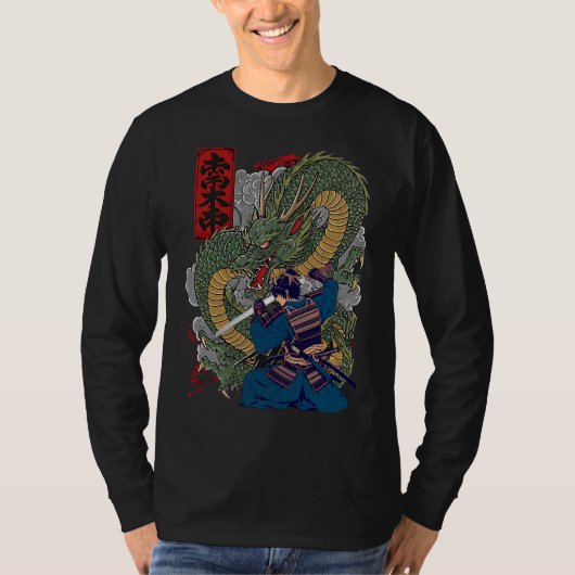 Samurai Warrior geconfronteerd met felle Japanse d T-shirt (Voorkant)