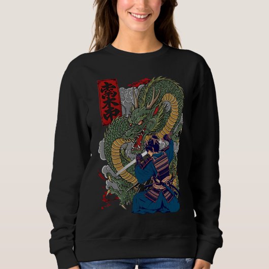 Samurai Warrior geconfronteerd met felle Japanse d Trui (Voorkant)