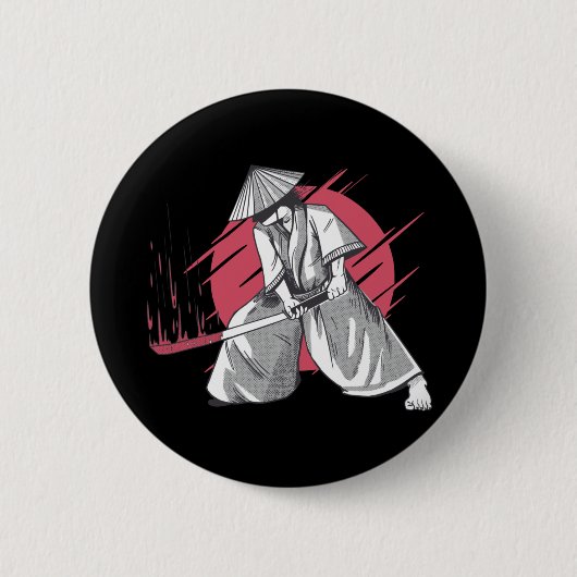 Samurai Warrior Hits met Katana Ronde Button 5,7 Cm (Voorkant)