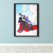 Samurai Warrior Holding a Katana, Yoshitoshi Canvas Afdruk (Insitu (Houten vloer))