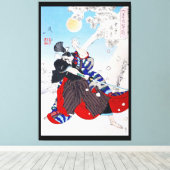 Samurai Warrior Holding a Katana, Yoshitoshi Canvas Afdruk (Insitu (Houten vloer))