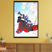 Samurai Warrior Holding a Katana, Yoshitoshi Canvas Afdruk (Insitu (Woonkamer))