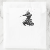 Samurai Warrior in Action Japanese Art Ceramic  Rechthoekige Sticker (Tas)