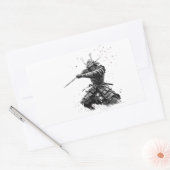 Samurai Warrior in Action Japanese Art Ceramic  Rechthoekige Sticker (Envelop)