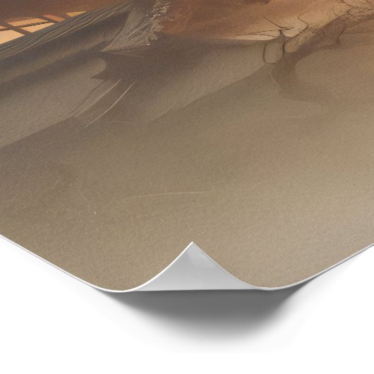 Samurai Warrior in Dark Armor met dramatisch licht Poster (Hoek)