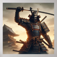 Samurai Warrior in Dark Armor met dramatisch licht