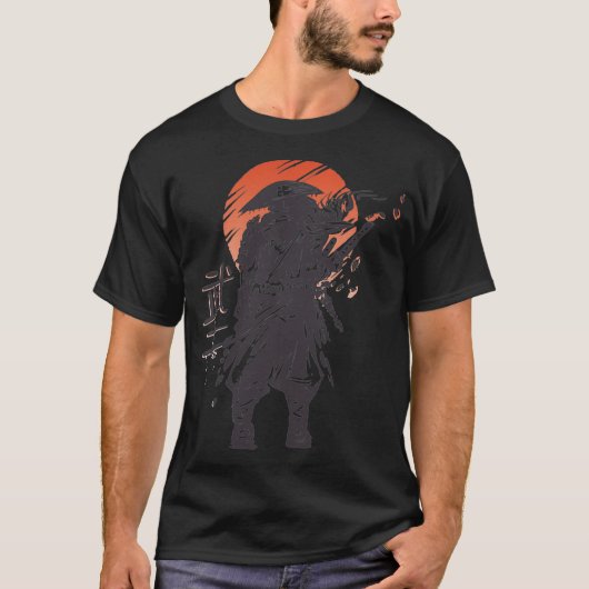 Samurai Warrior in de Japanse Retro Art Pu T-shirt (Voorkant)