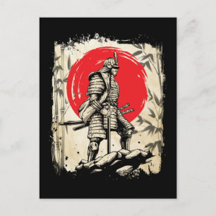 Samurai Warrior Japanse Hero Japan Zwaardmannen Briefkaart