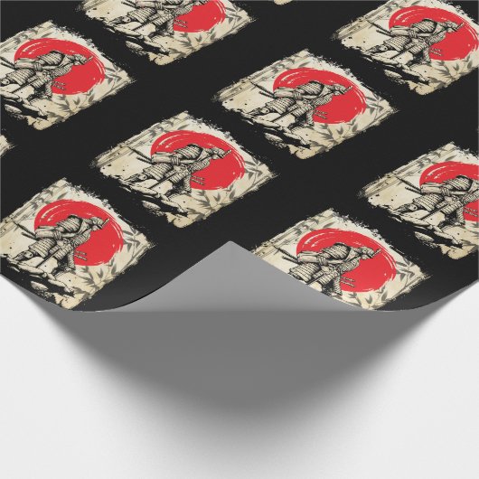 Samurai Warrior Japanse Hero Japan Zwaardmannen Cadeaupapier (Hoek)