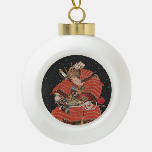 Samurai Warrior  Japanse kunst Keramische Bal Ornament (Voorkant)
