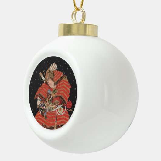 Samurai Warrior  Japanse kunst Keramische Bal Ornament (Rechts)
