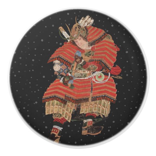 Samurai Warrior  Japanse kunst Keramische Knop (Voorkant)