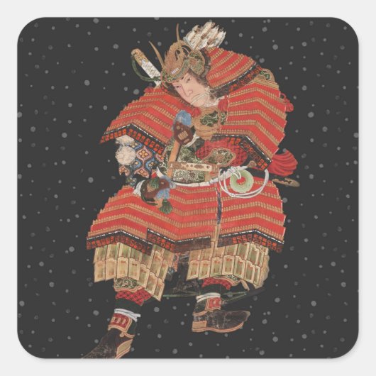 Samurai Warrior  Japanse kunst Vierkante Sticker (Voorkant)