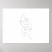 Samurai Warrior met Katana Sword Poster (Voorkant)