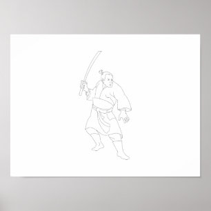 Samurai Warrior met Katana Sword Poster