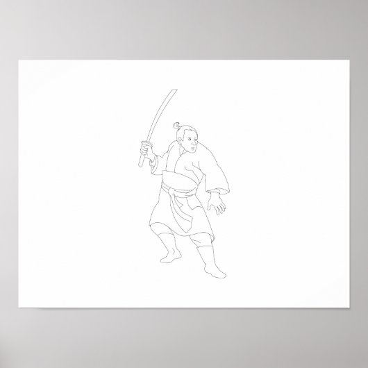 Samurai Warrior met Katana Sword Poster (Voorkant)
