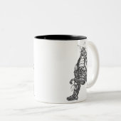 Samurai Warrior met Rapid Fire Pistool Tweekleurige Koffiemok (Voorkant rechts)